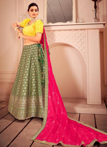 Green Colour ANANDAM MASAKALI Exclusive Wedding Wear Silk Printed Designer Lehenga Choli Collection 2350